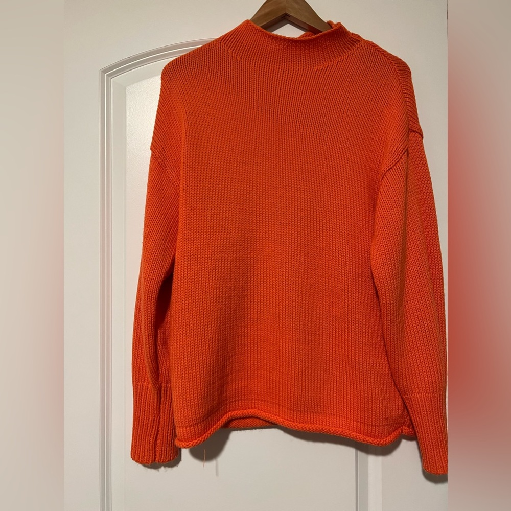 Philosophy Orange Coral Chenille Mock Neck Long Sleeve Sweater Size Medium